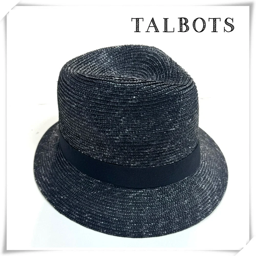 Talbots Raffia Fedora Hat in Black New with Tag
